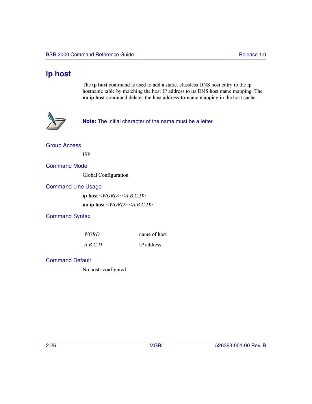 Motorola BSR 2000 manual Ip host 