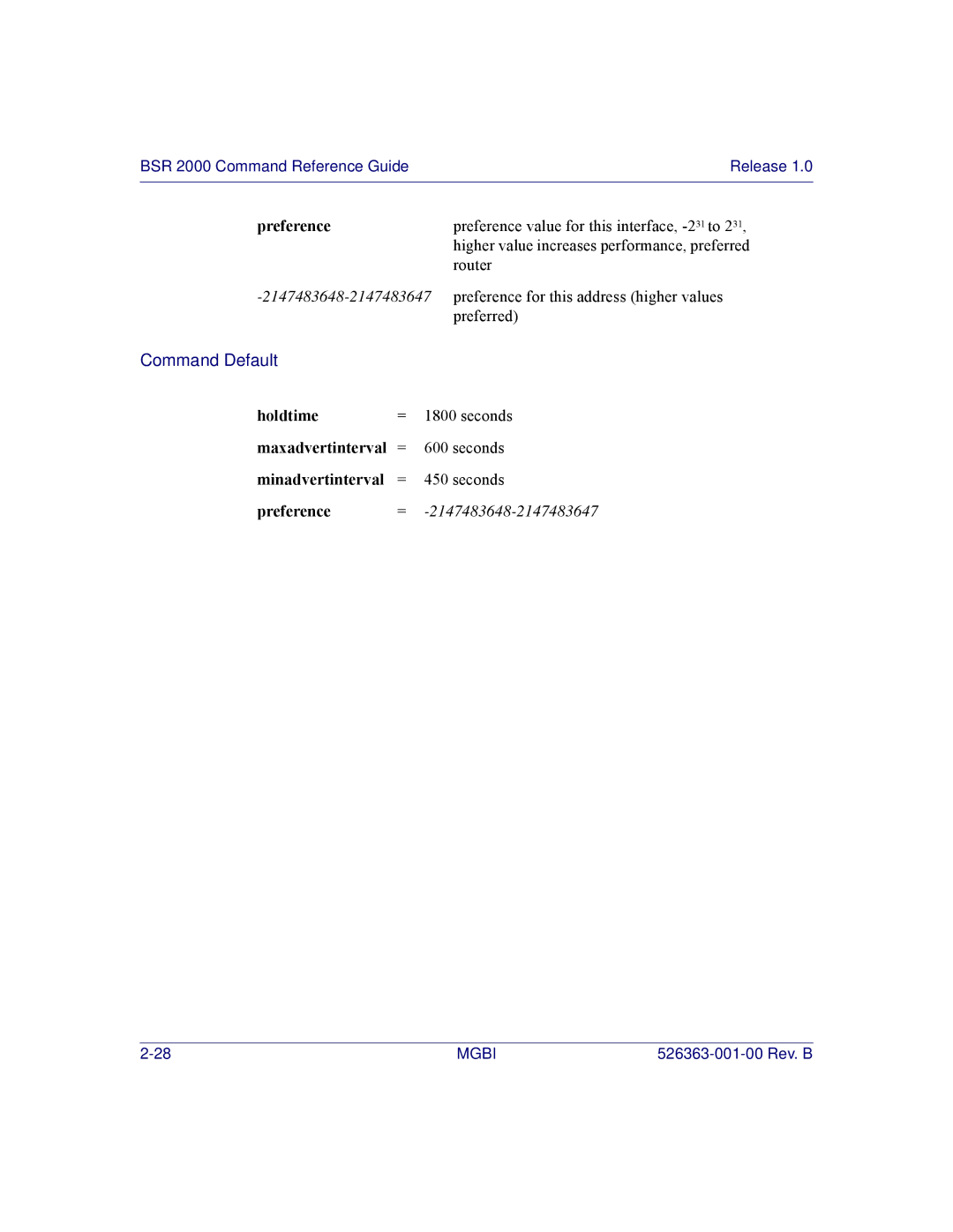 Motorola BSR 2000 manual Preference 