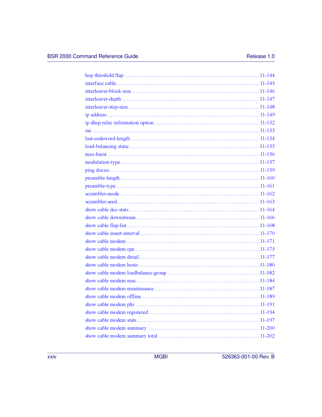 Motorola BSR 2000 manual Xxiv 