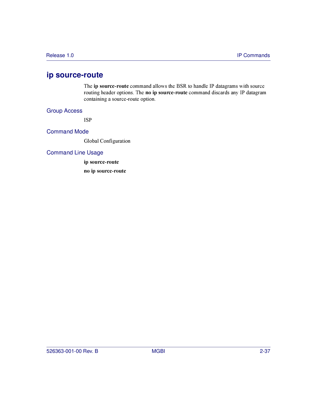 Motorola BSR 2000 manual Ip source-route no ip source-route 