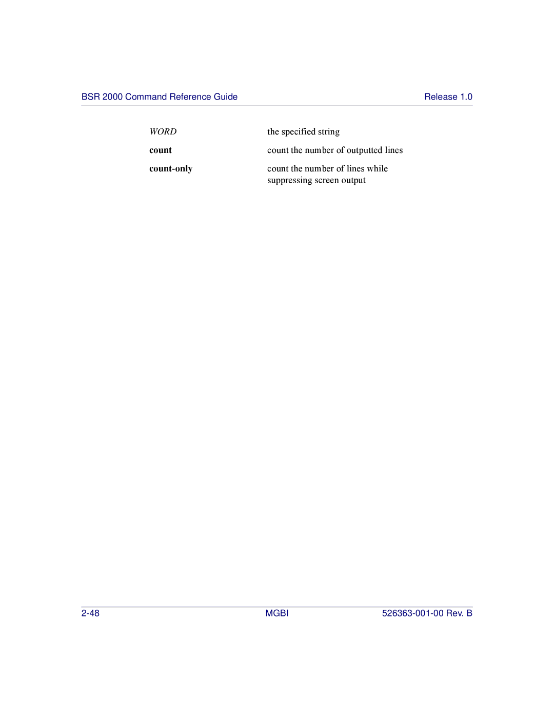 Motorola BSR 2000 manual Count-only 