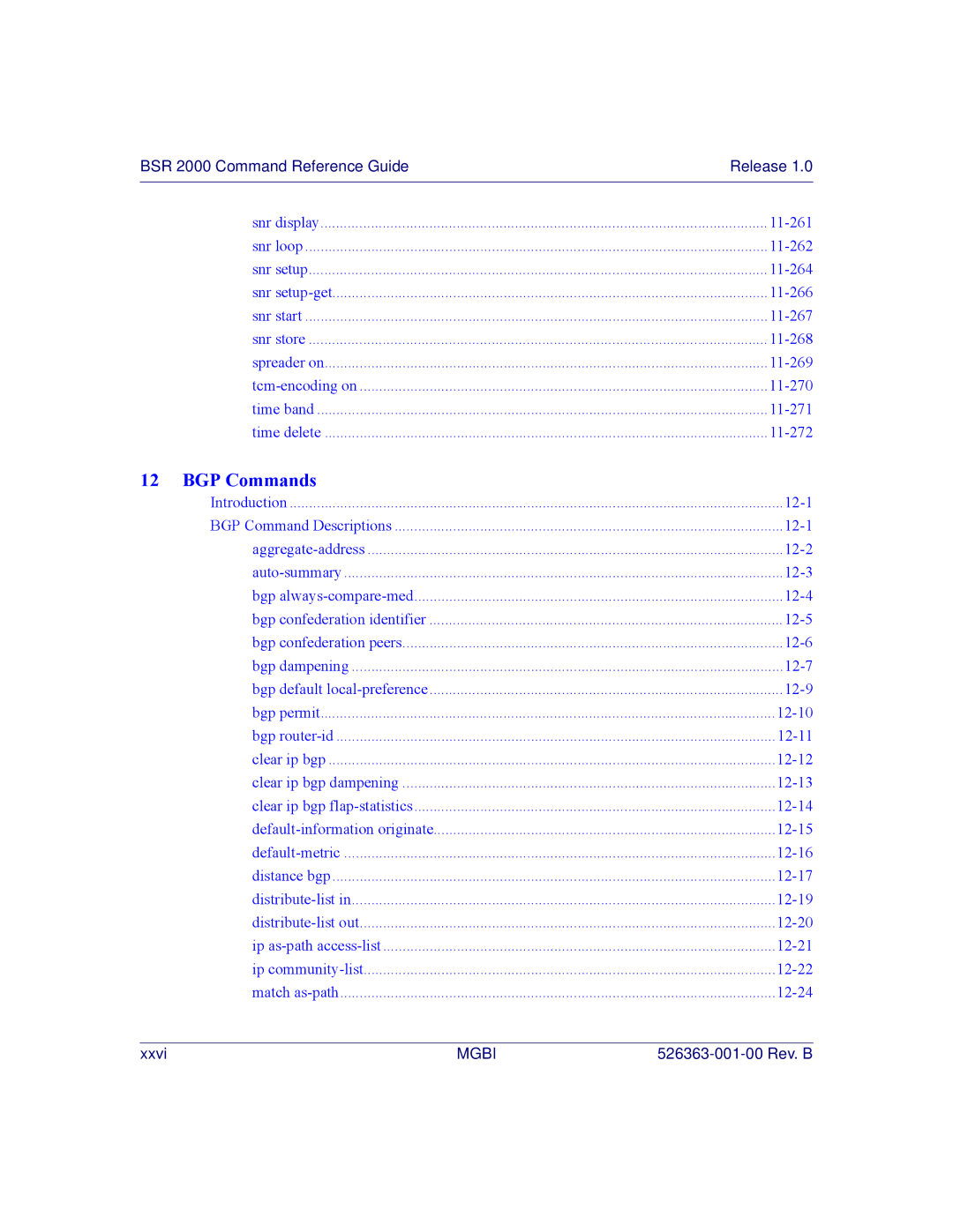 Motorola BSR 2000 manual BGP Commands 