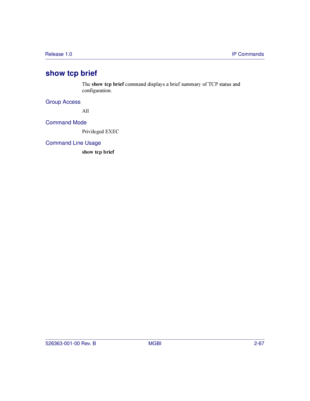 Motorola BSR 2000 manual Show tcp brief 