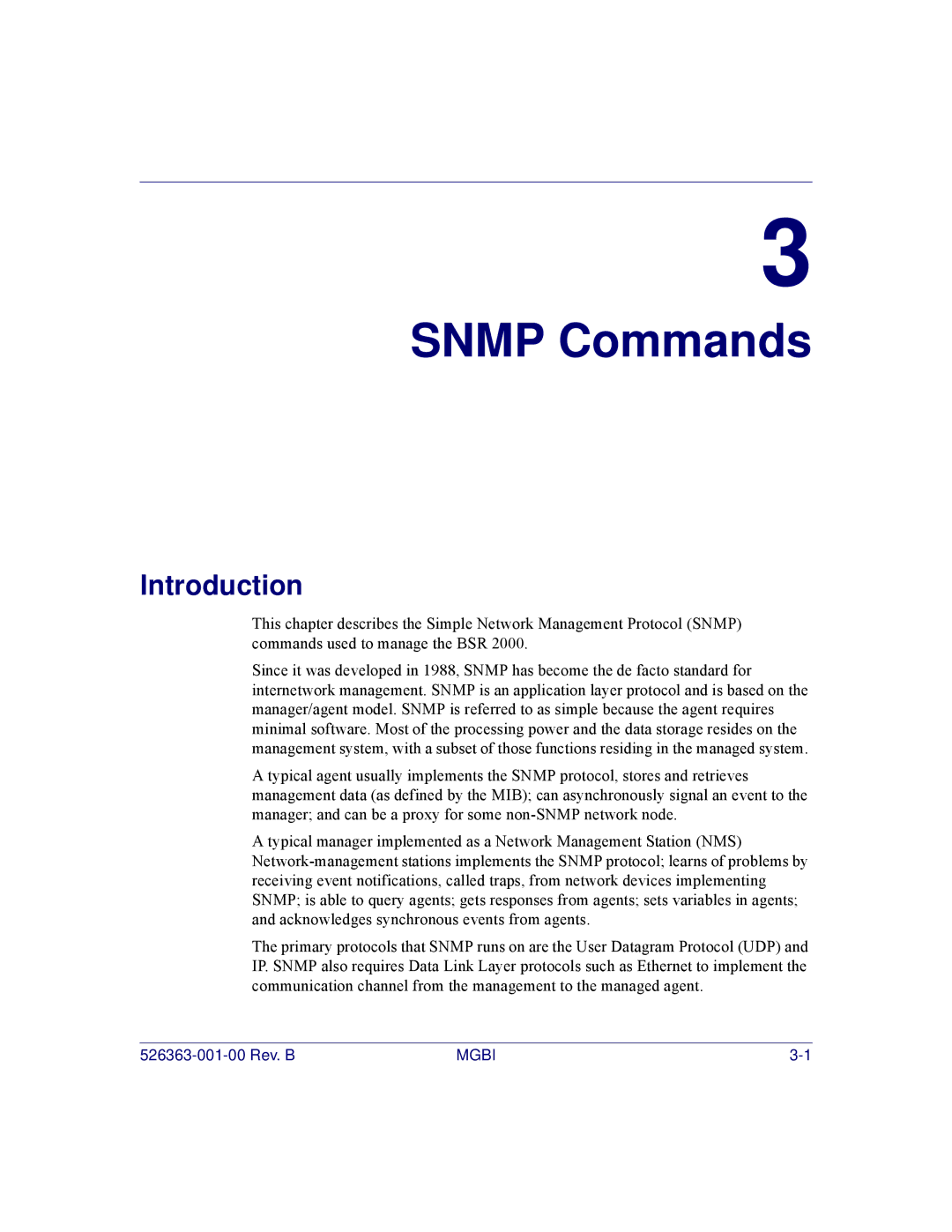 Motorola BSR 2000 manual Snmp Commands 