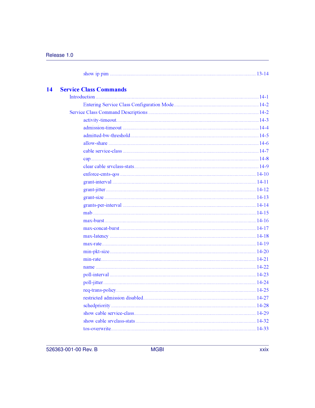 Motorola BSR 2000 manual Service Class Commands 