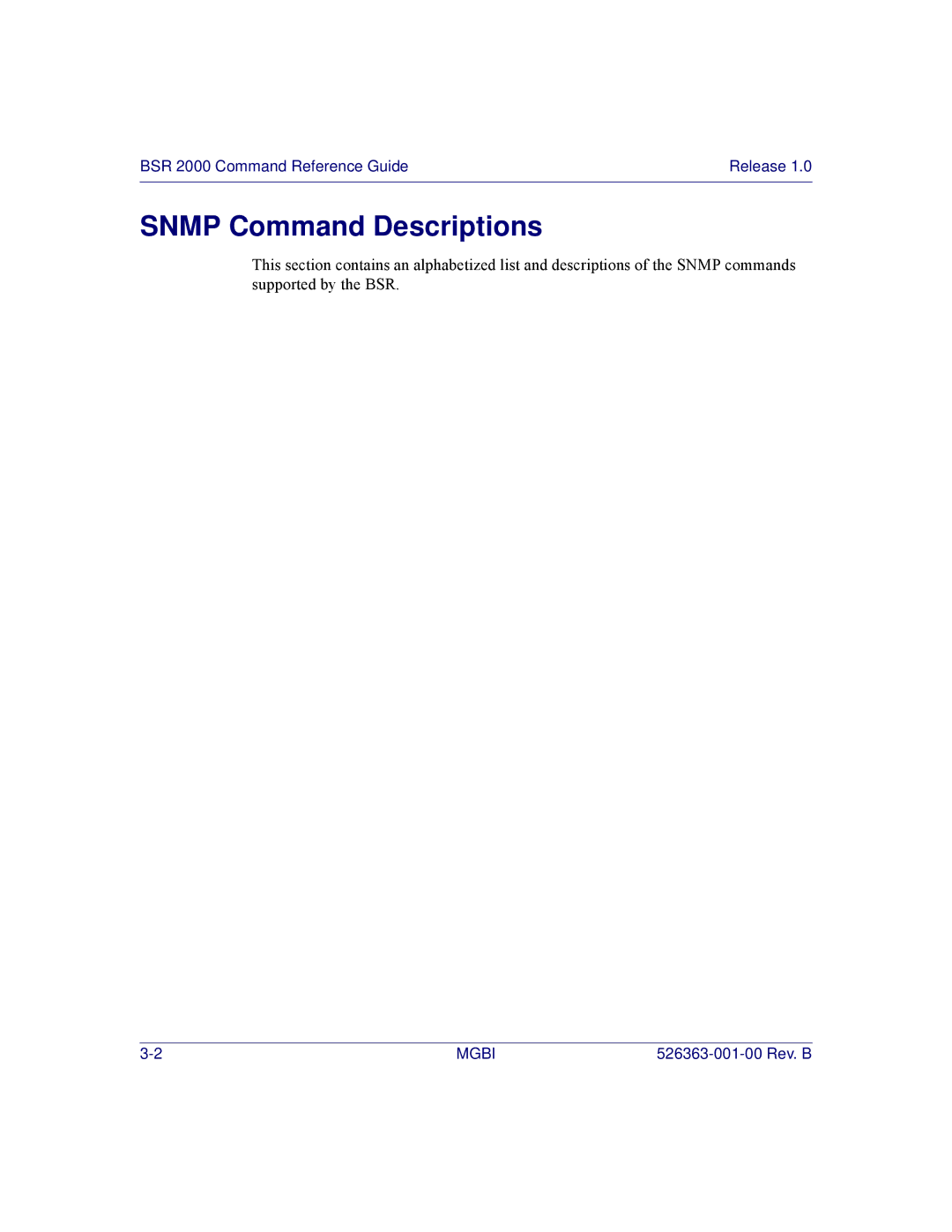 Motorola BSR 2000 manual Snmp Command Descriptions 