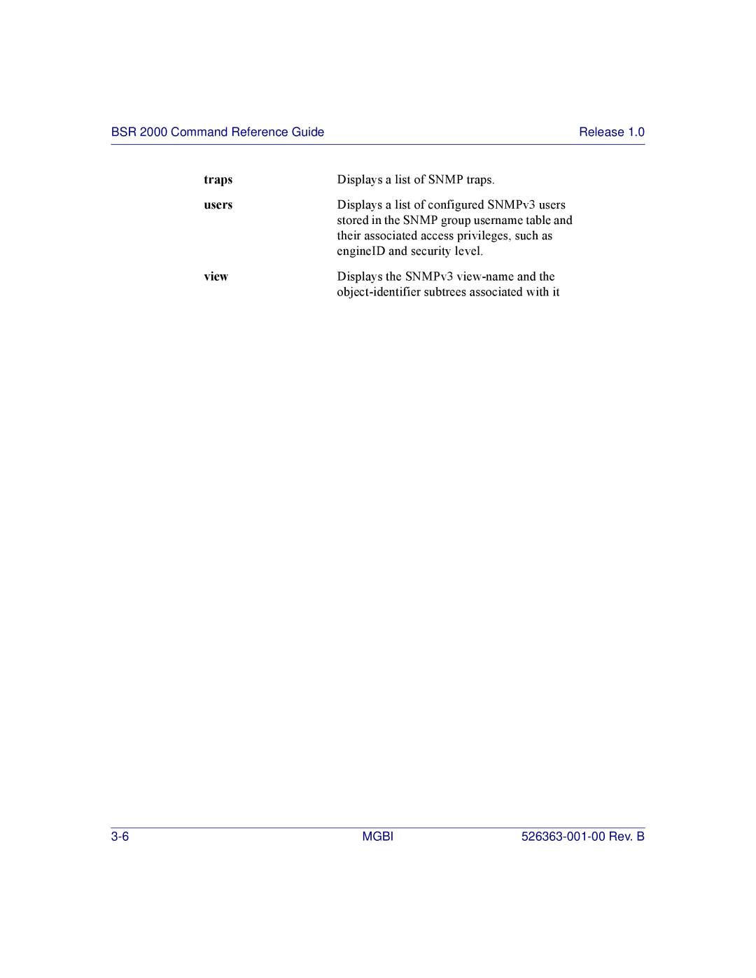 Motorola BSR 2000 manual Traps, Users, View 