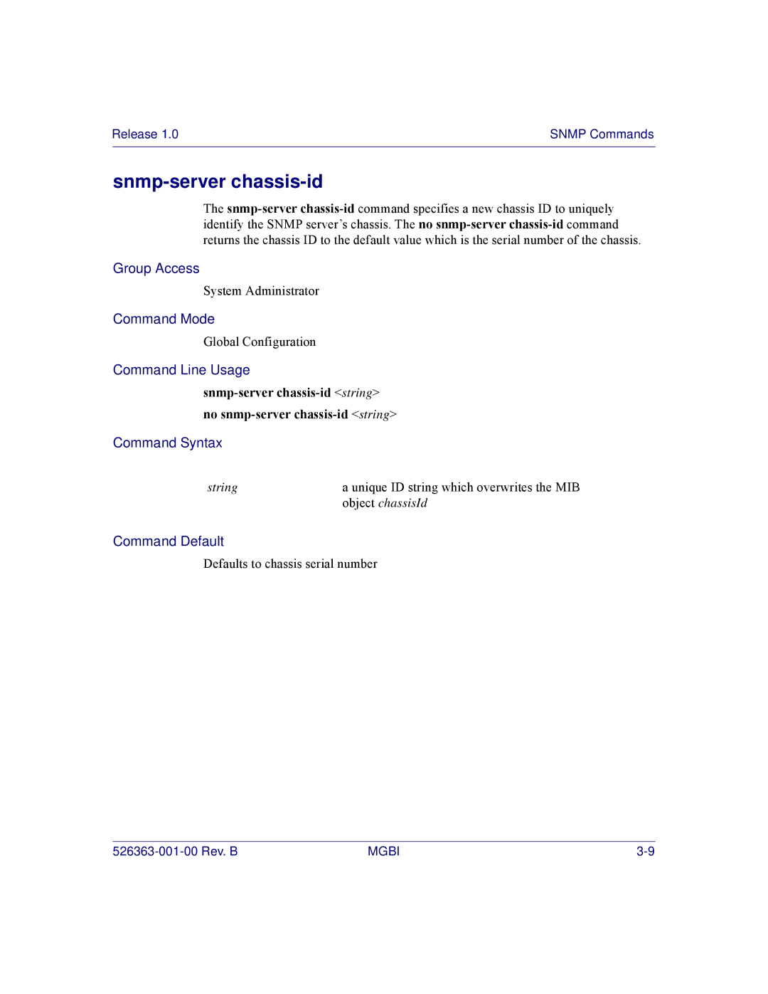 Motorola BSR 2000 manual Snmp-server chassis-id 