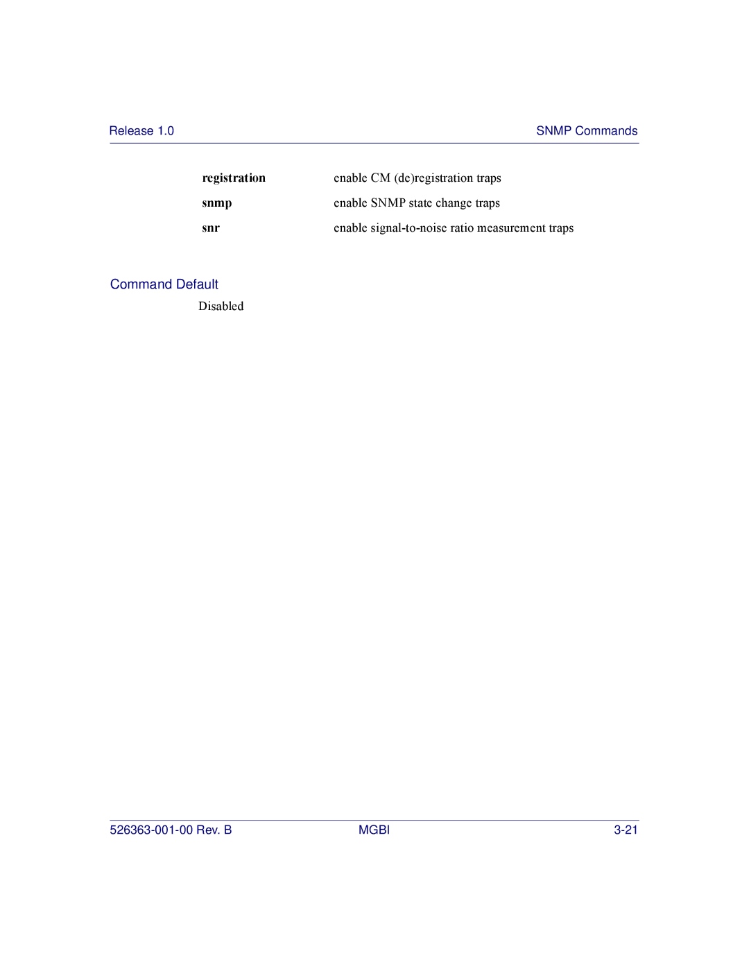 Motorola BSR 2000 manual Registration, Snmp, Snr 