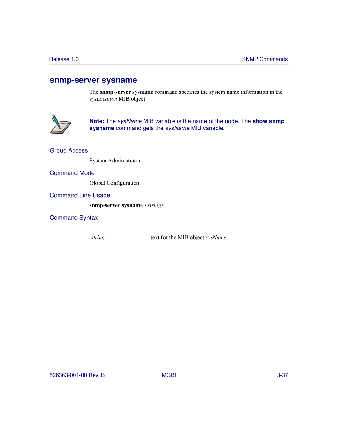 Motorola BSR 2000 manual Snmp-server sysname string 