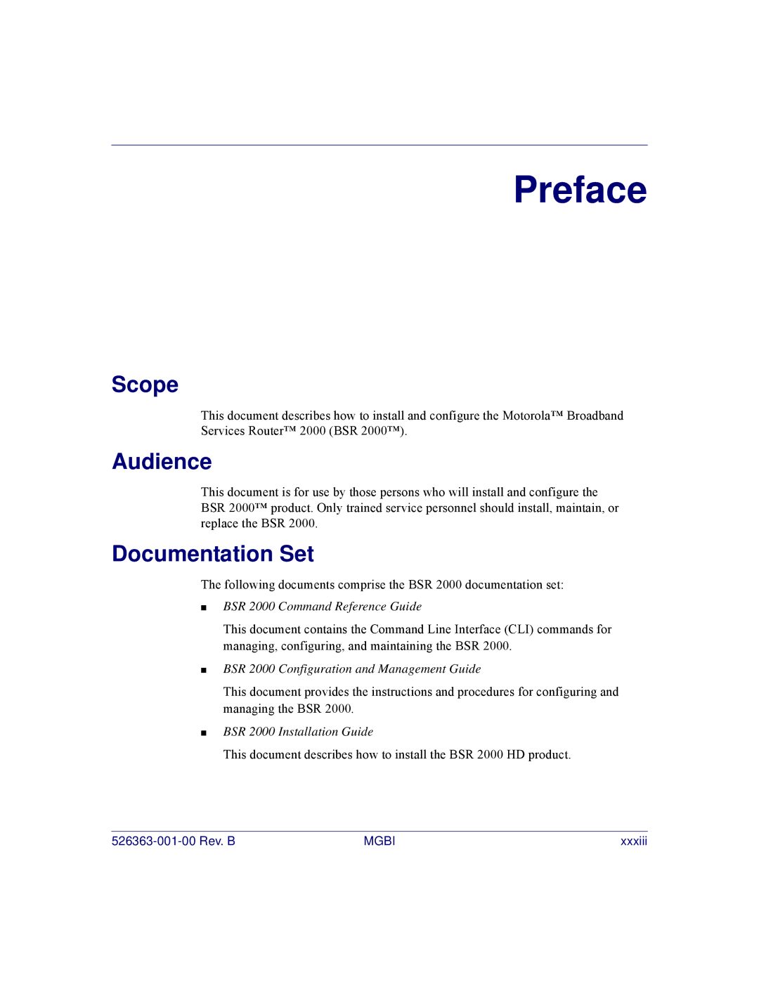 Motorola BSR 2000 manual Preface 