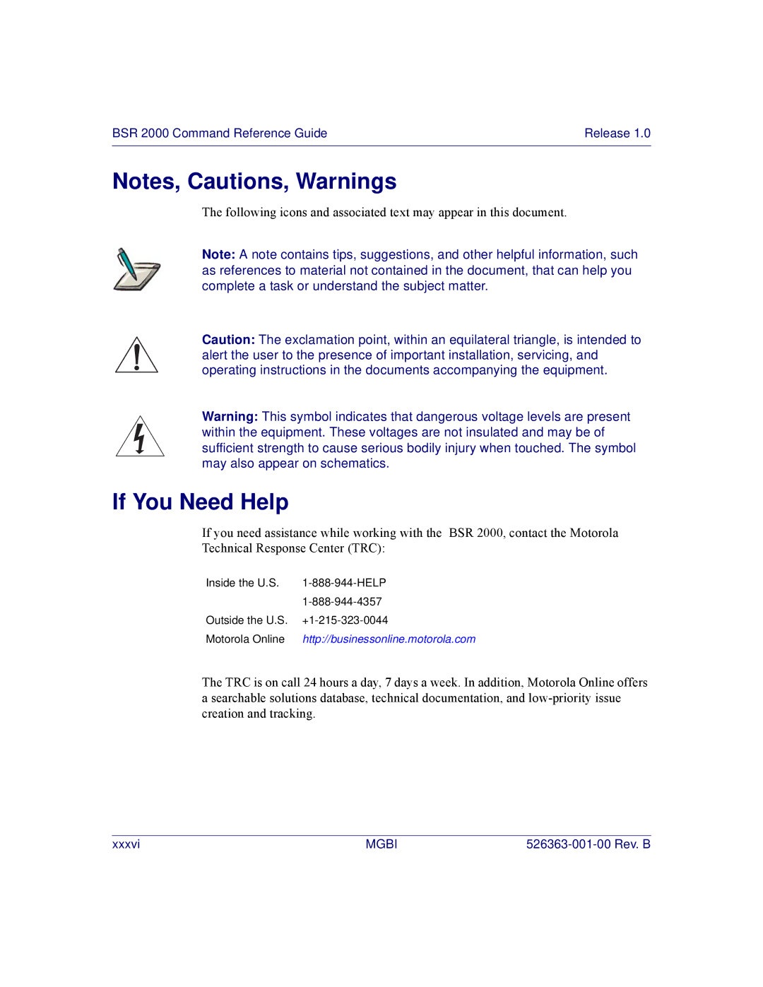 Motorola BSR 2000 manual If You Need Help 