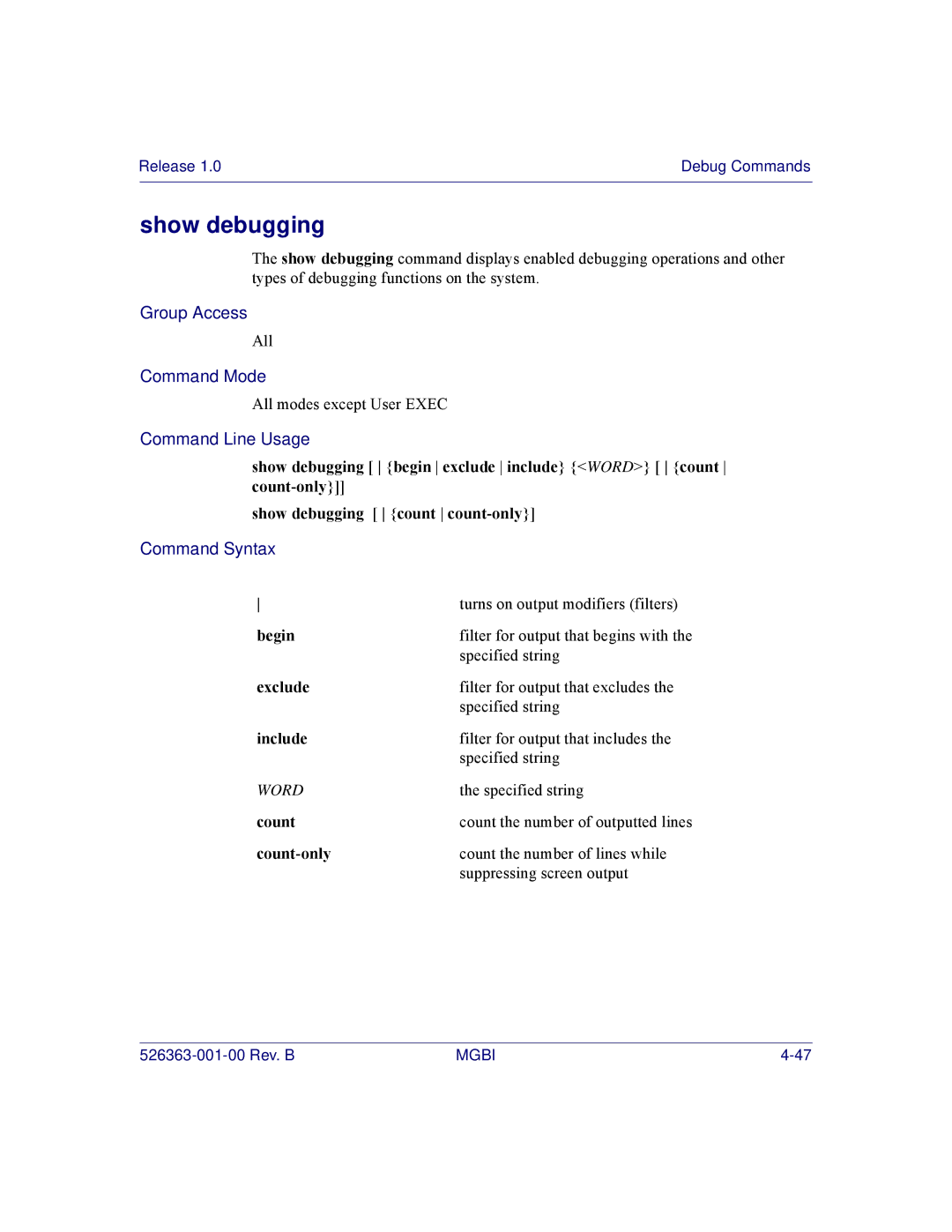 Motorola BSR 2000 manual Show debugging, Begin 