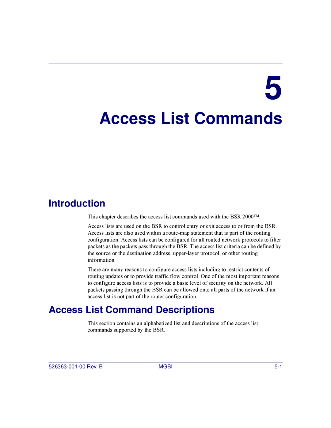 Motorola BSR 2000 manual Access List Commands 