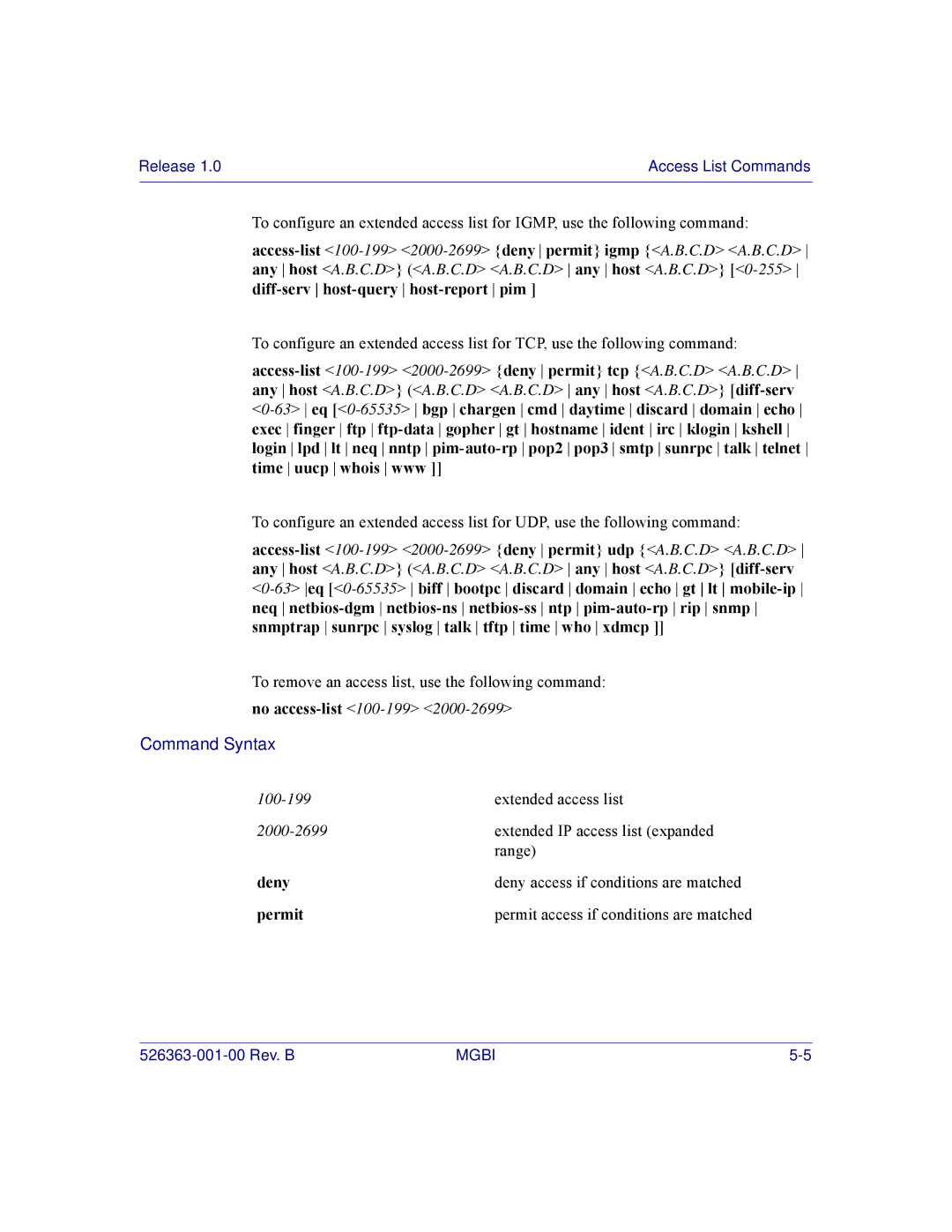 Motorola BSR 2000 manual Access-list any host diff-serv 