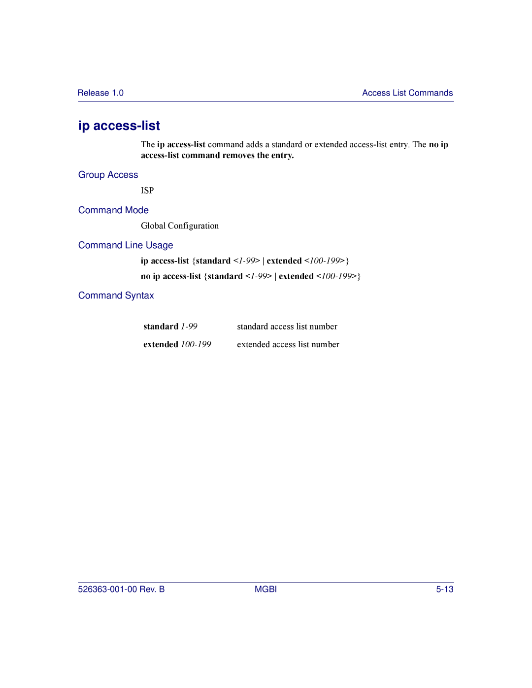 Motorola BSR 2000 manual Ip access-list, Standard, Extended 