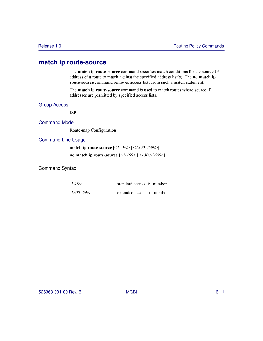 Motorola BSR 2000 manual Match ip route-source 