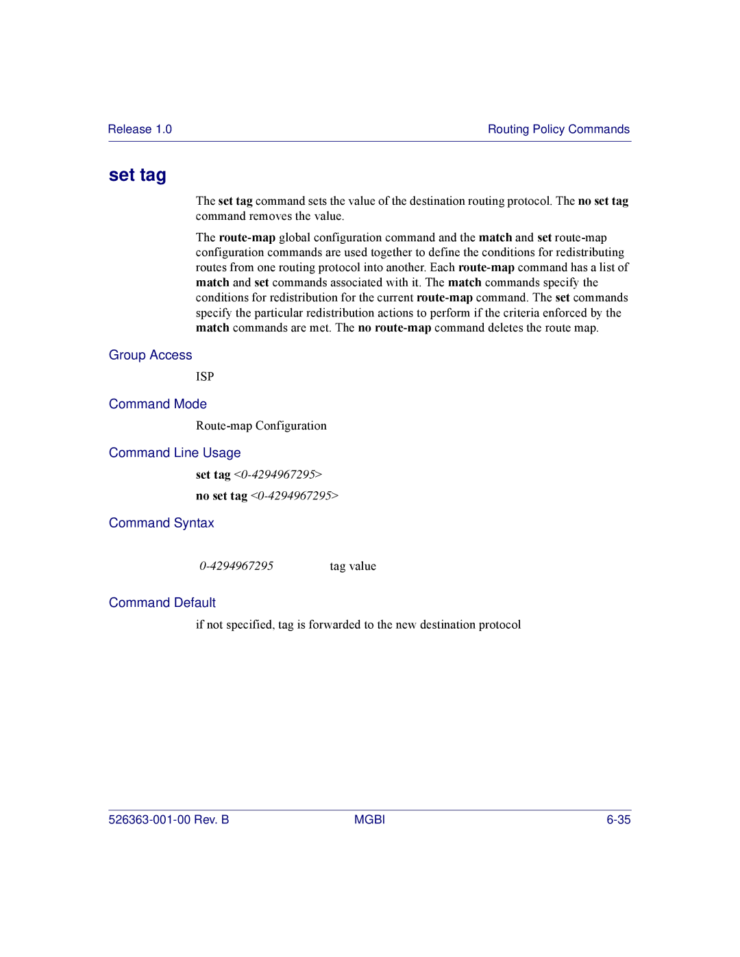 Motorola BSR 2000 manual Set tag 