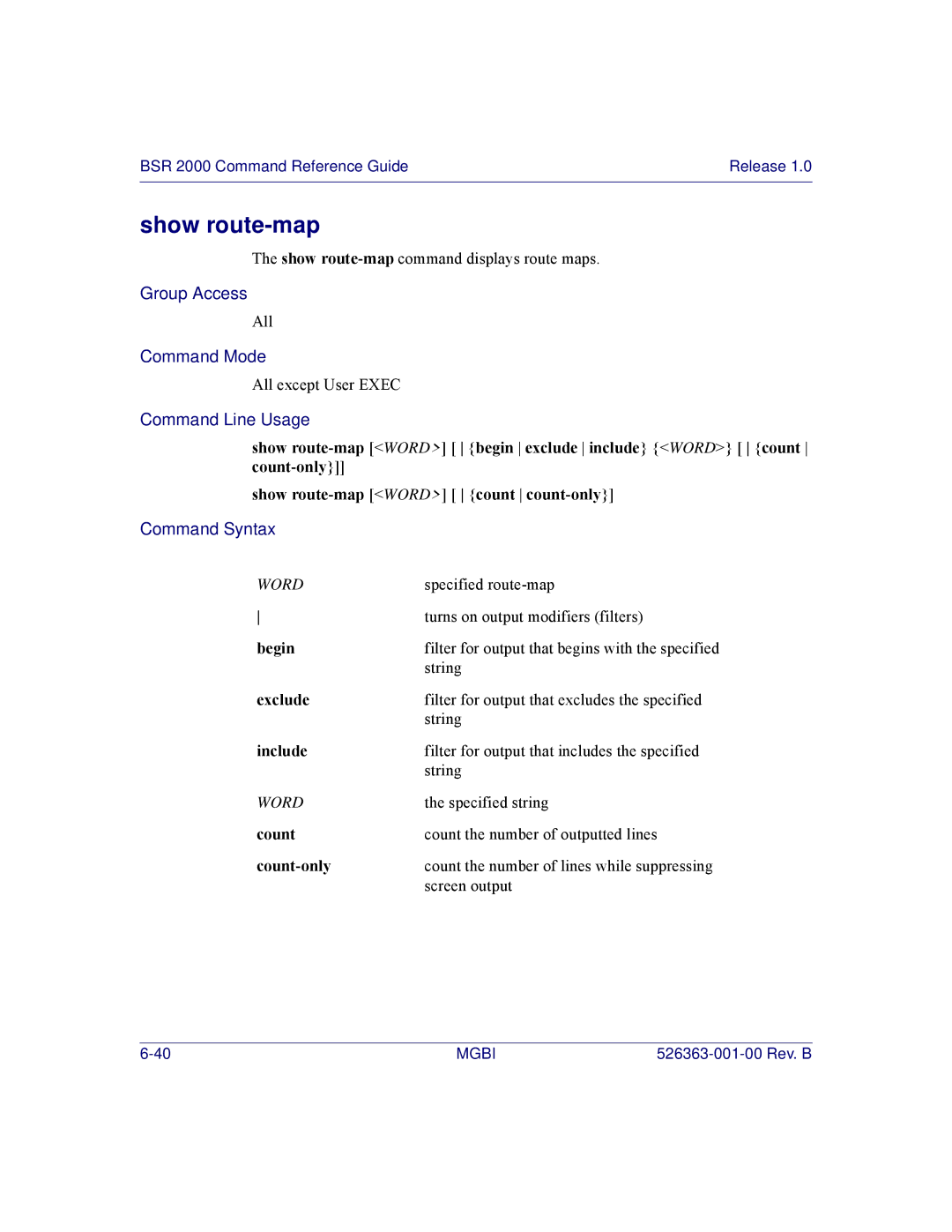 Motorola BSR 2000 manual Show route-map, Begin 