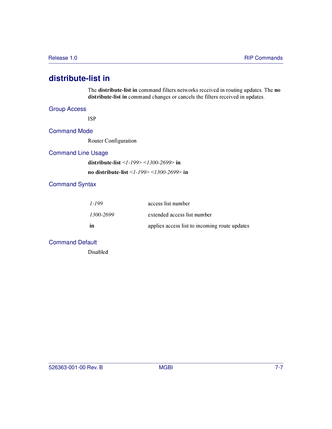 Motorola BSR 2000 manual Distribute-list 