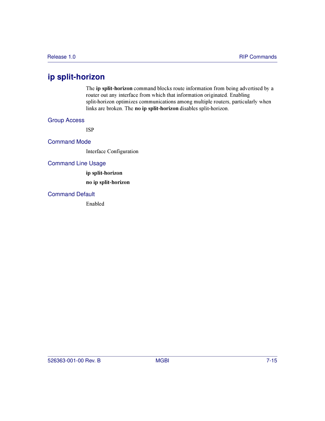 Motorola BSR 2000 manual Ip split-horizon no ip split-horizon 