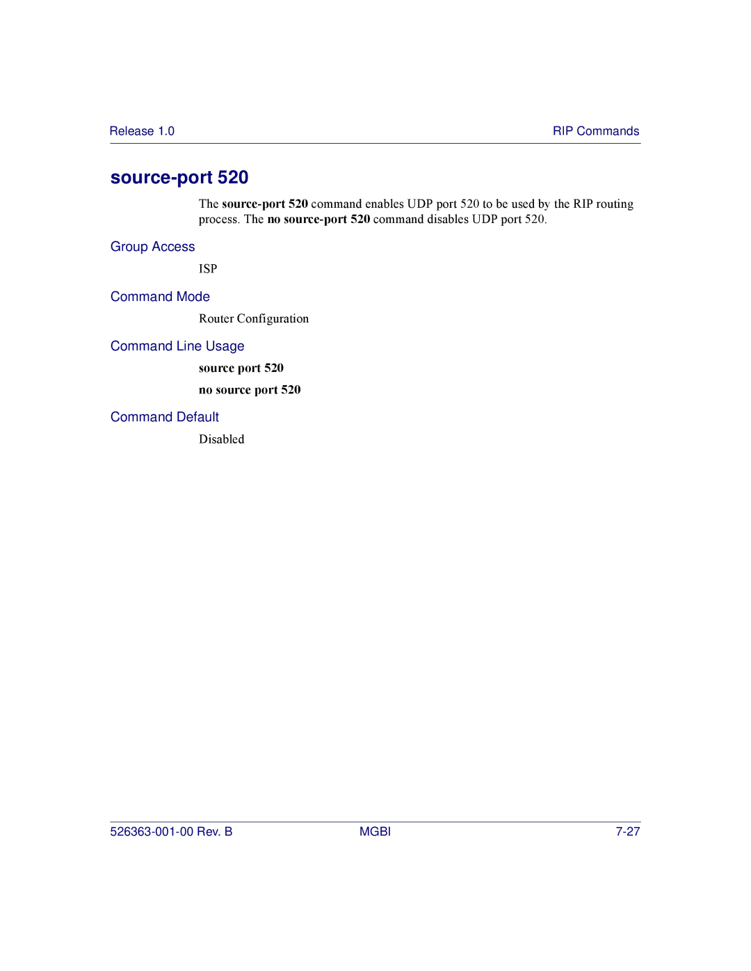 Motorola BSR 2000 manual Source-port, Source port 520 no source port 