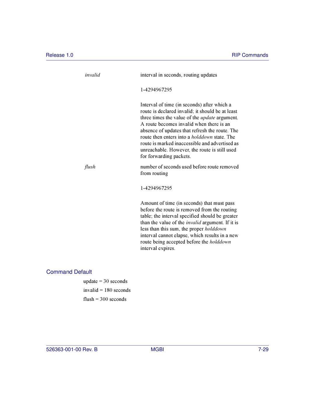 Motorola BSR 2000 manual Release RIP Commands 