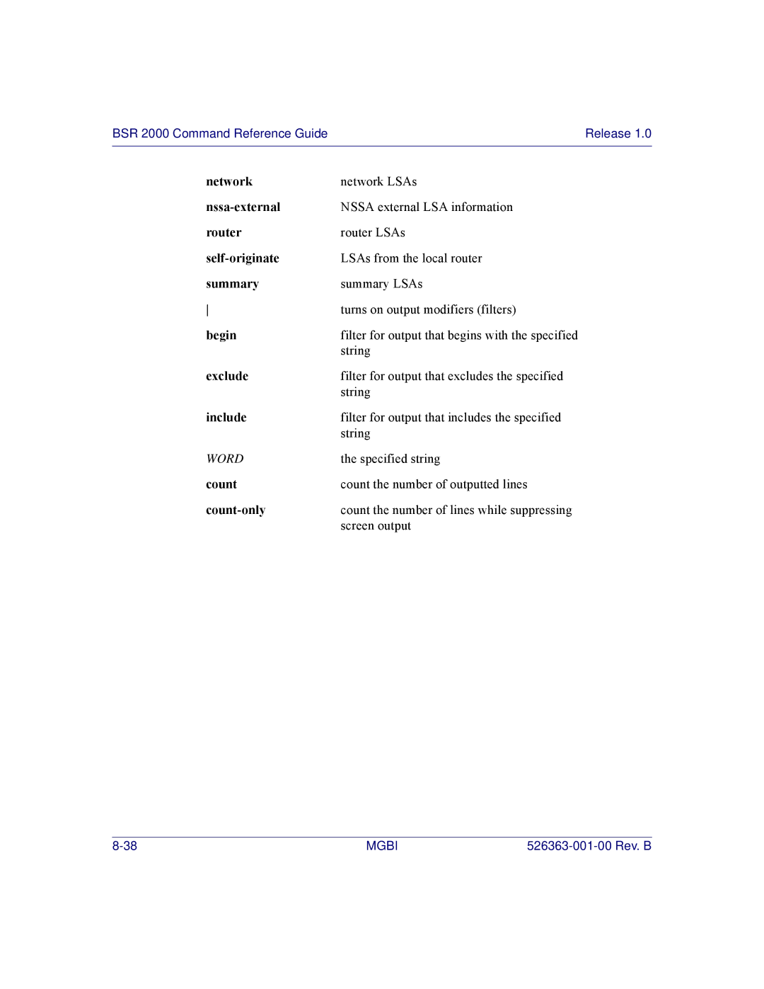 Motorola BSR 2000 manual Nssa-external, Router, Self-originate 