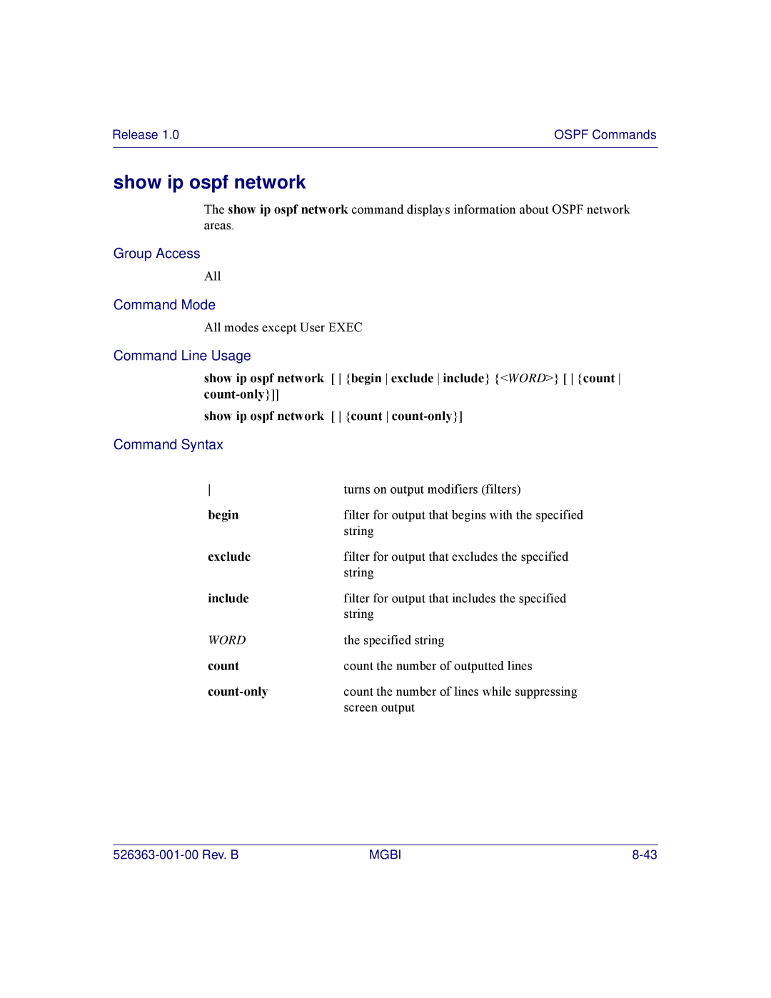 Motorola BSR 2000 manual Show ip ospf network 