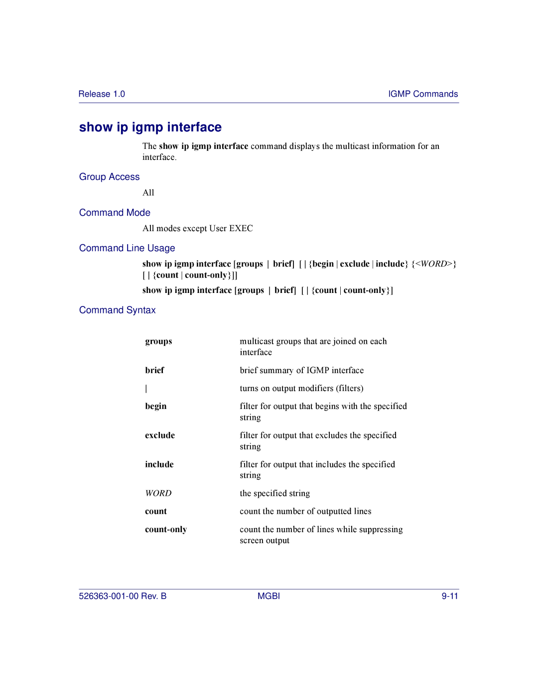 Motorola BSR 2000 manual Show ip igmp interface, Groups 