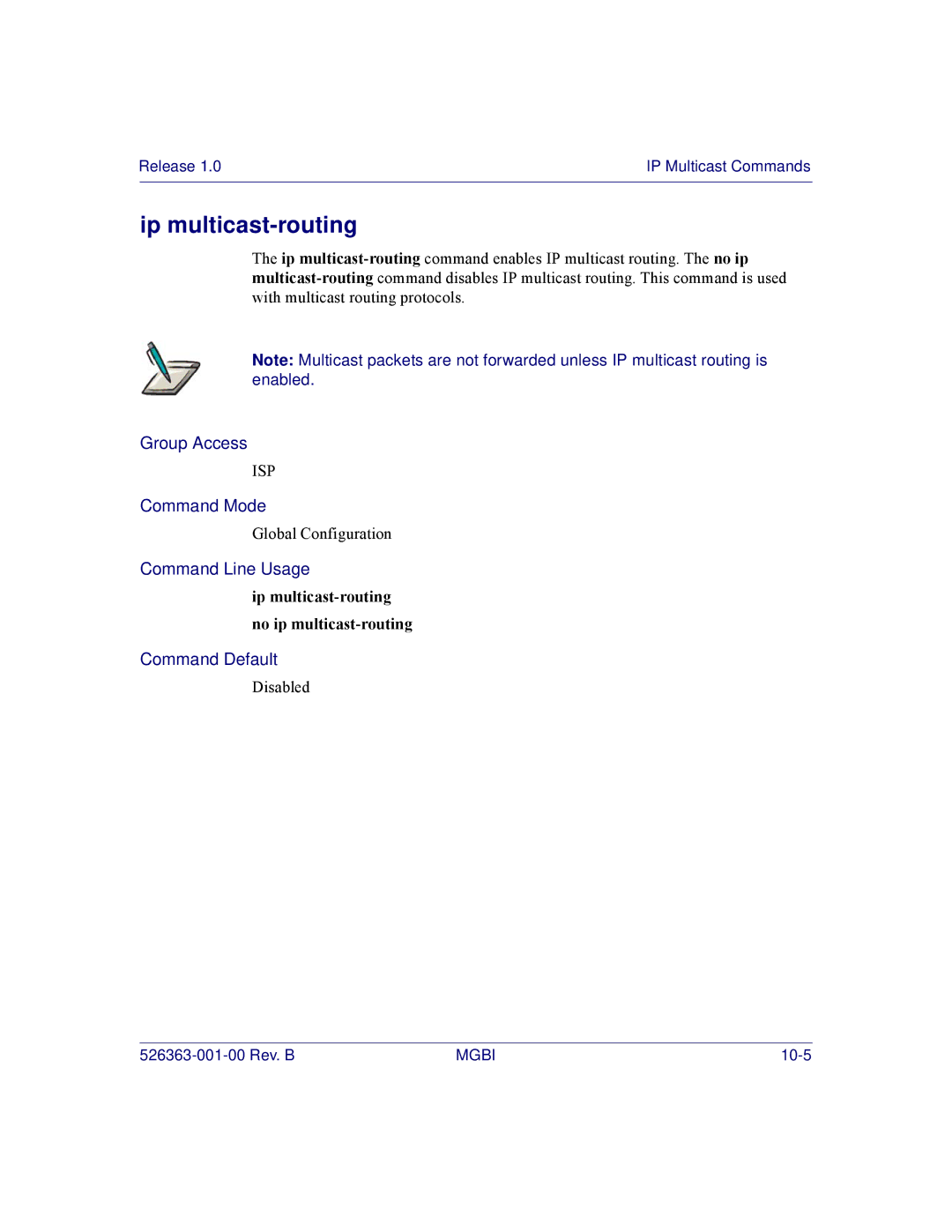 Motorola BSR 2000 manual Ip multicast-routing no ip multicast-routing 