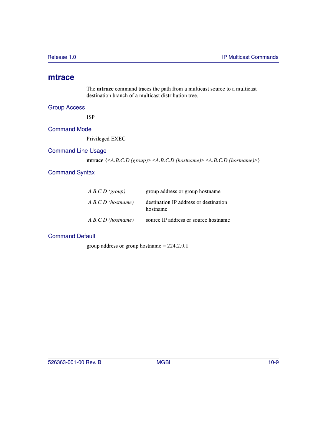 Motorola BSR 2000 manual Mtrace, C.D group 