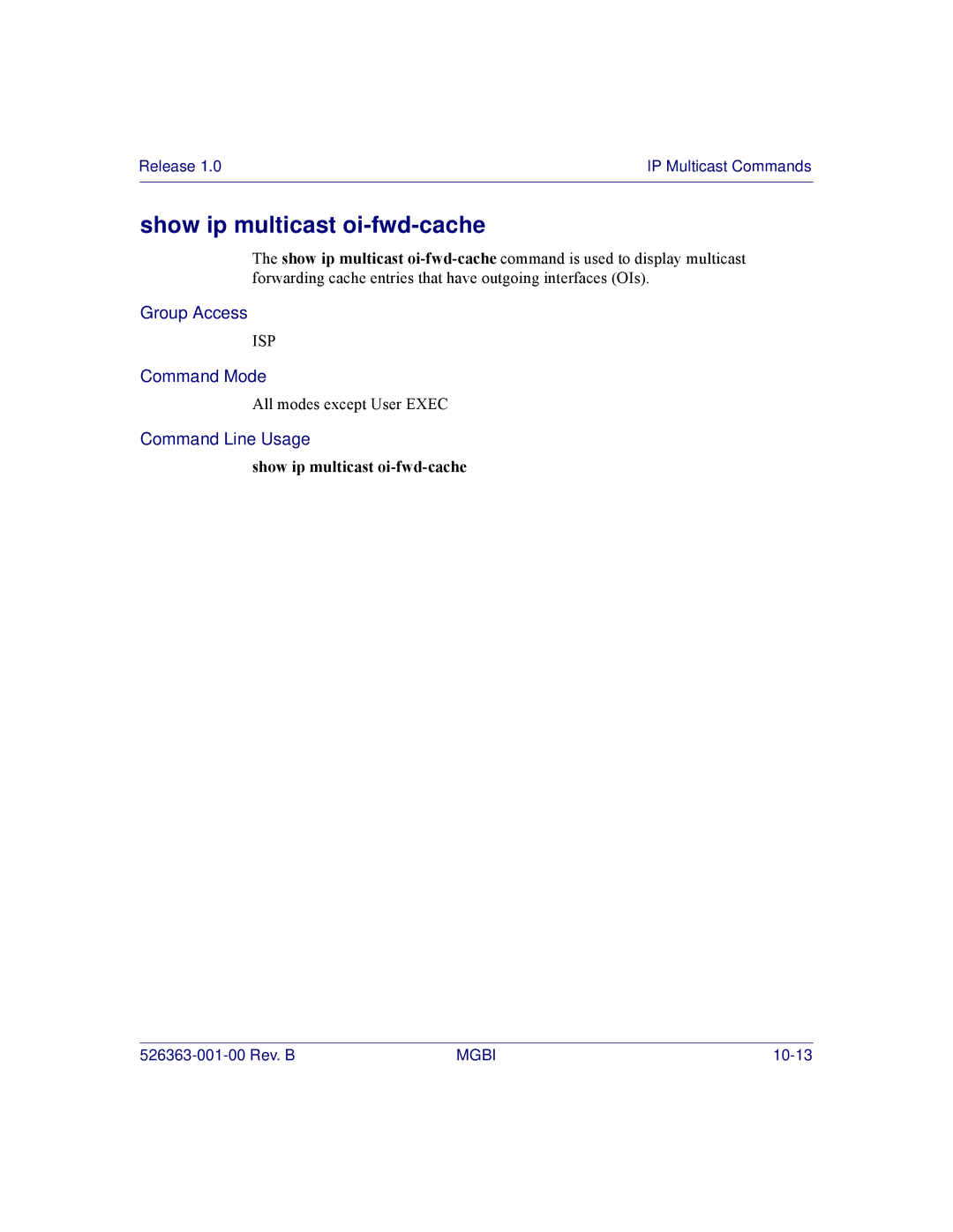 Motorola BSR 2000 manual Show ip multicast oi-fwd-cache 