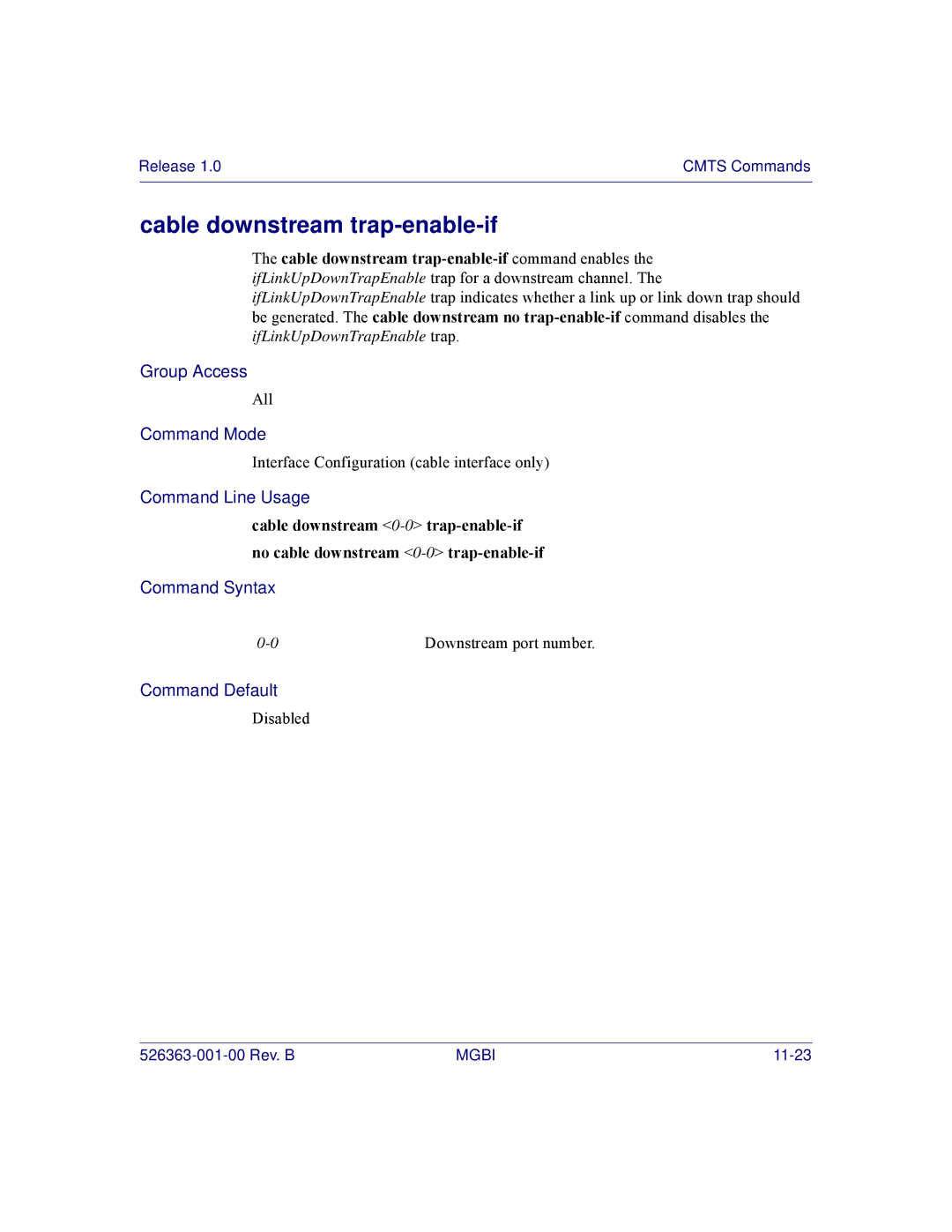 Motorola BSR 2000 manual Cable downstream trap-enable-if 