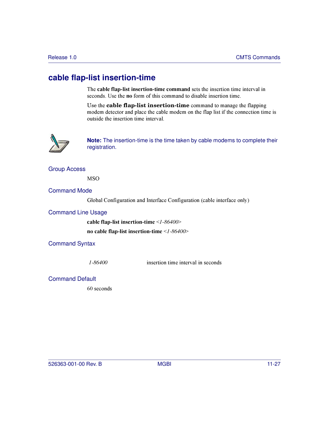 Motorola BSR 2000 manual Cable flap-list insertion-time 