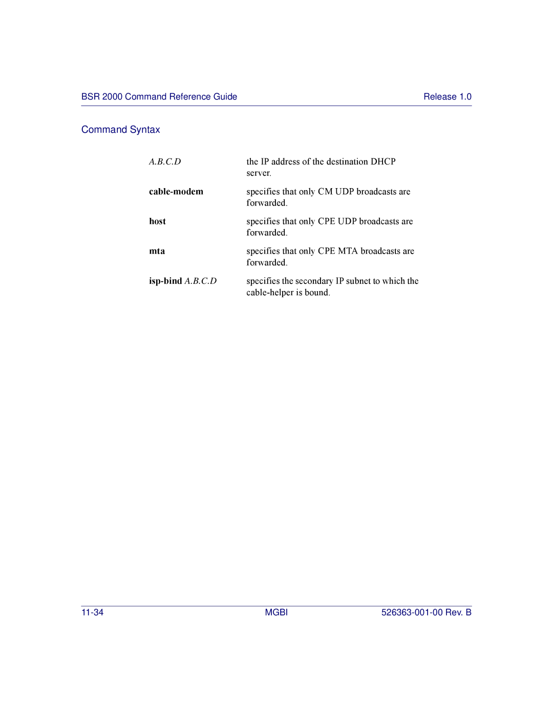 Motorola BSR 2000 manual Specifies that only CPE UDP broadcasts are 