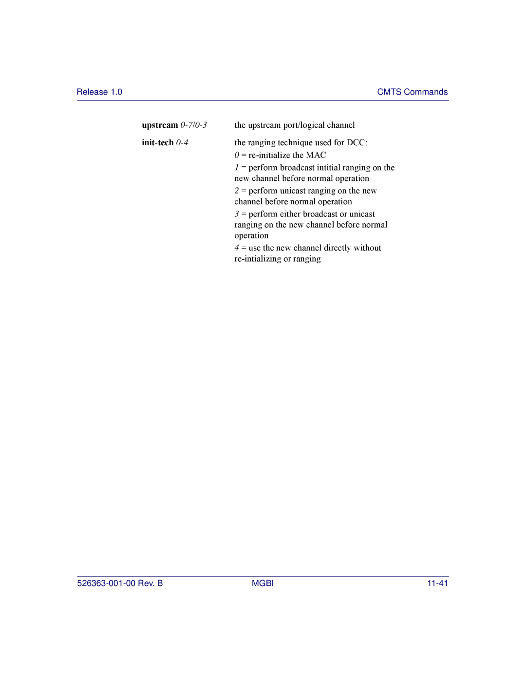 Motorola BSR 2000 manual Upstream 0-7/0-3, Init-tech 