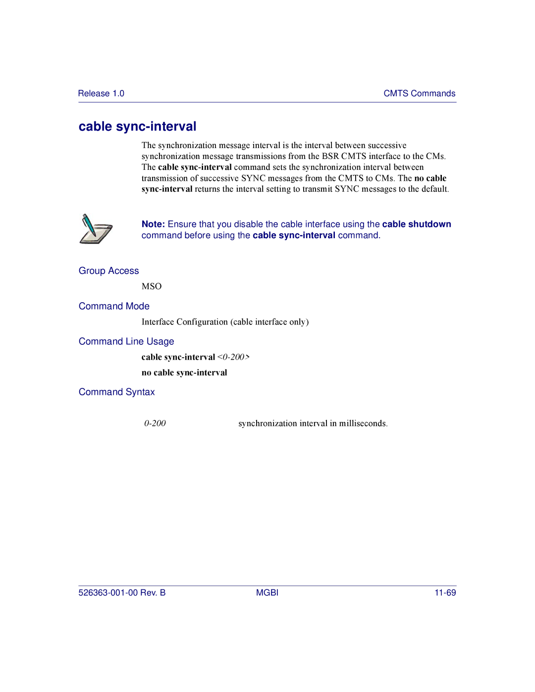 Motorola BSR 2000 manual Cable sync-interval 0-200no cable sync-interval 