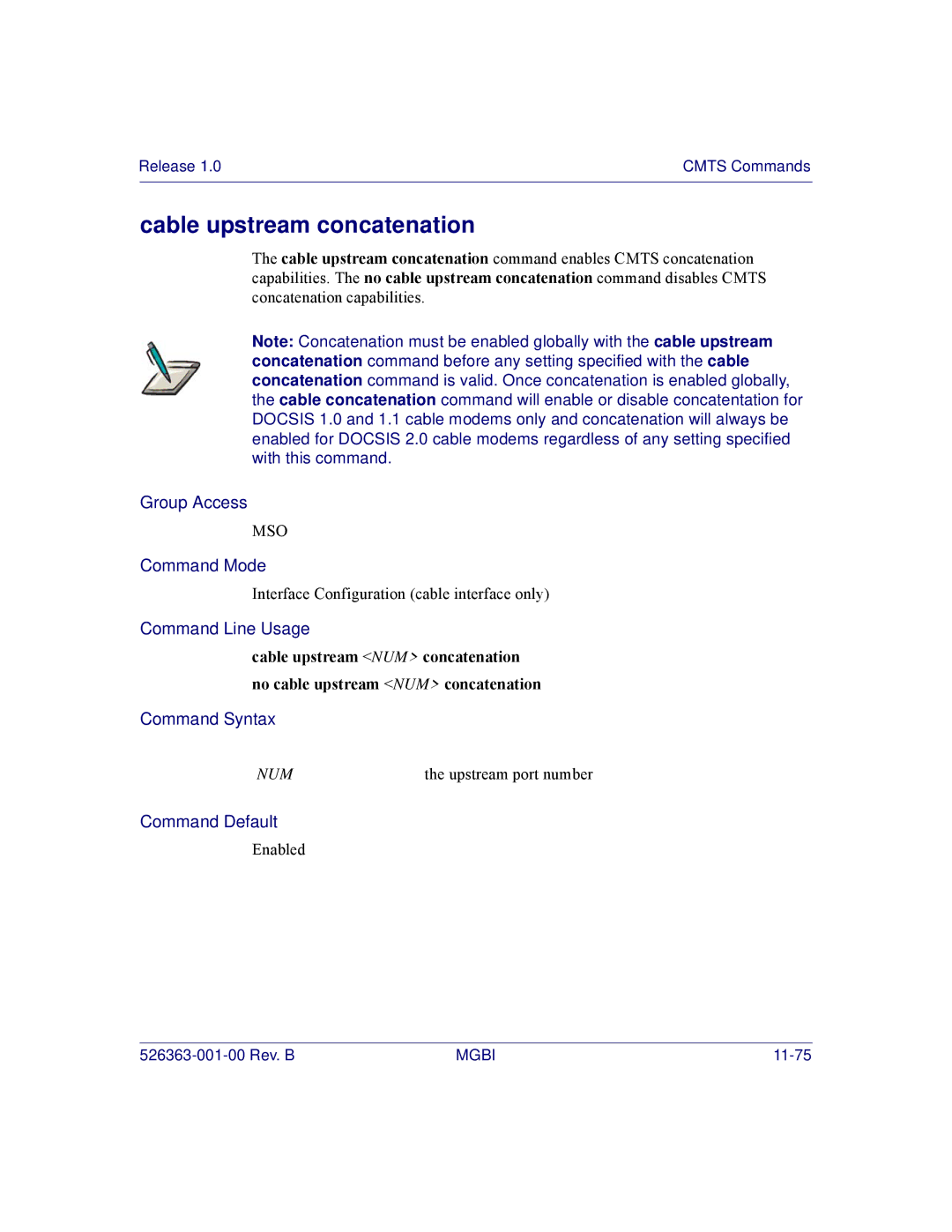 Motorola BSR 2000 manual Cable upstream concatenation 