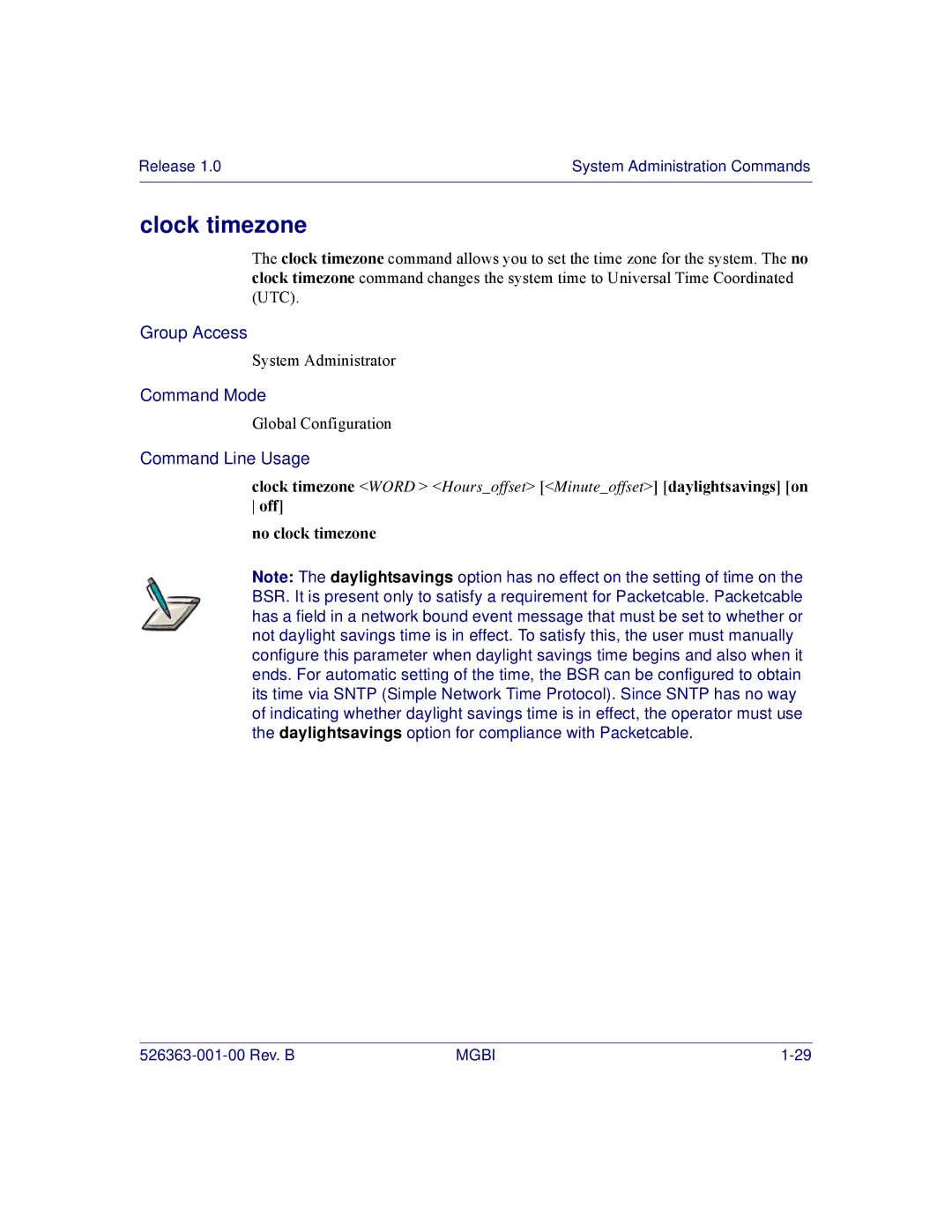 Motorola BSR 2000 manual Clock timezone 