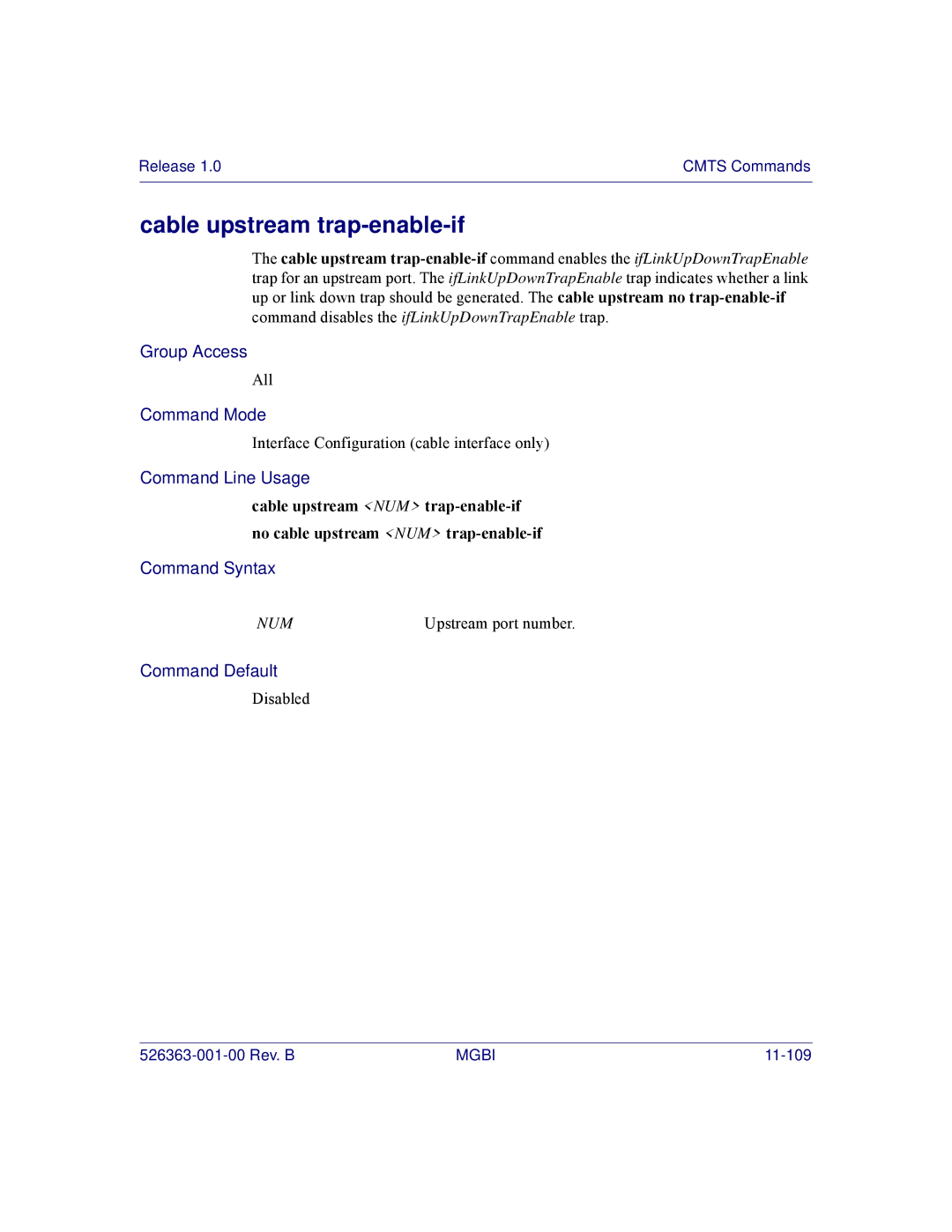 Motorola BSR 2000 manual Cable upstream trap-enable-if 