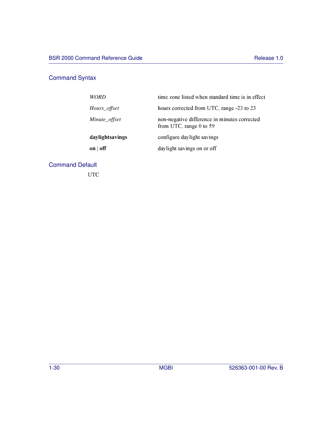 Motorola BSR 2000 manual Daylightsavings, On off 