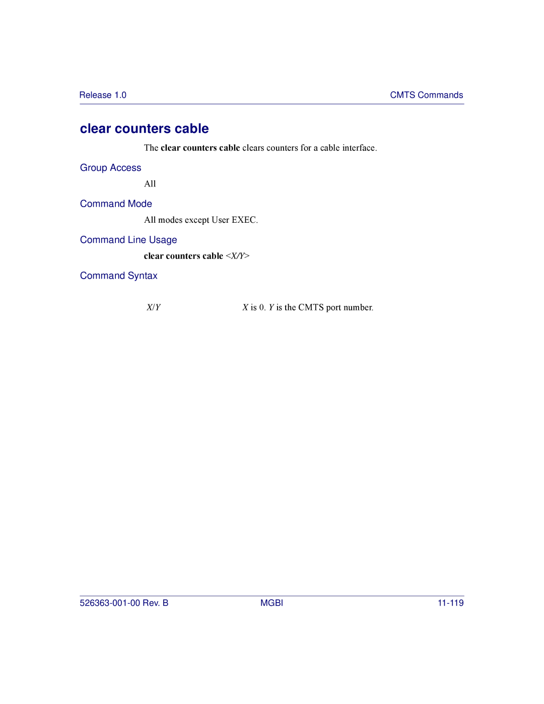 Motorola BSR 2000 manual Clear counters cable X/Y 