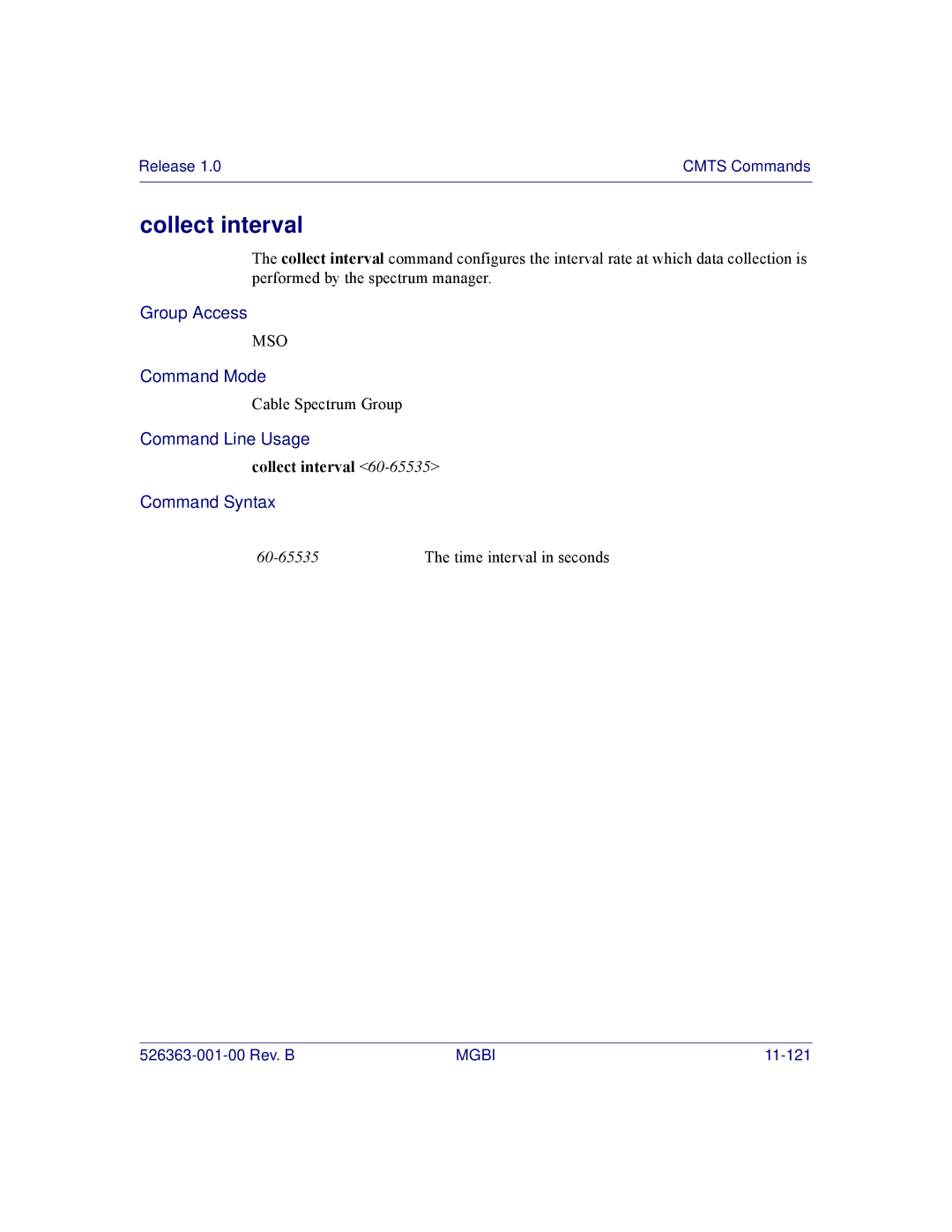 Motorola BSR 2000 manual Collect interval 