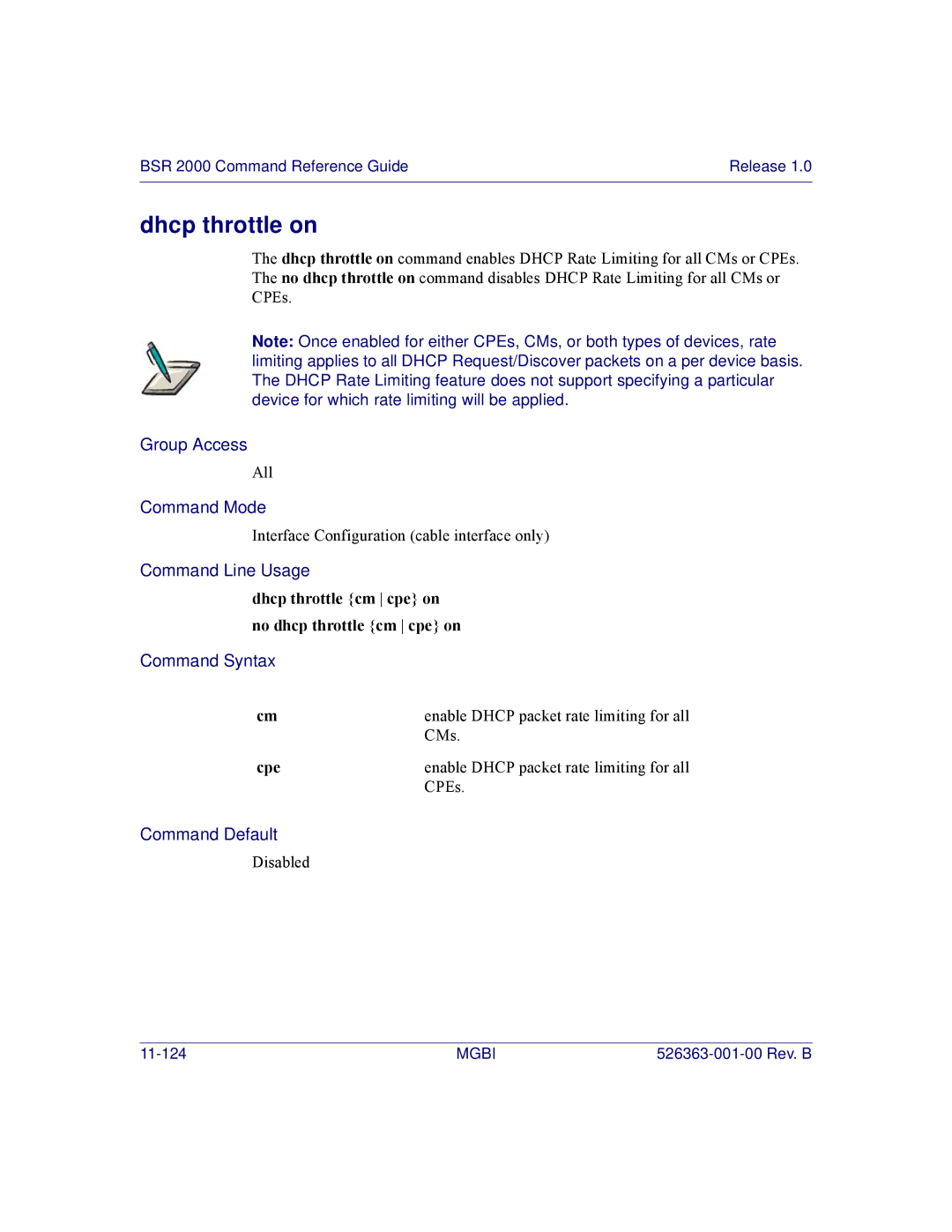 Motorola BSR 2000 manual Dhcp throttle on, CMs, Cpe, CPEs 