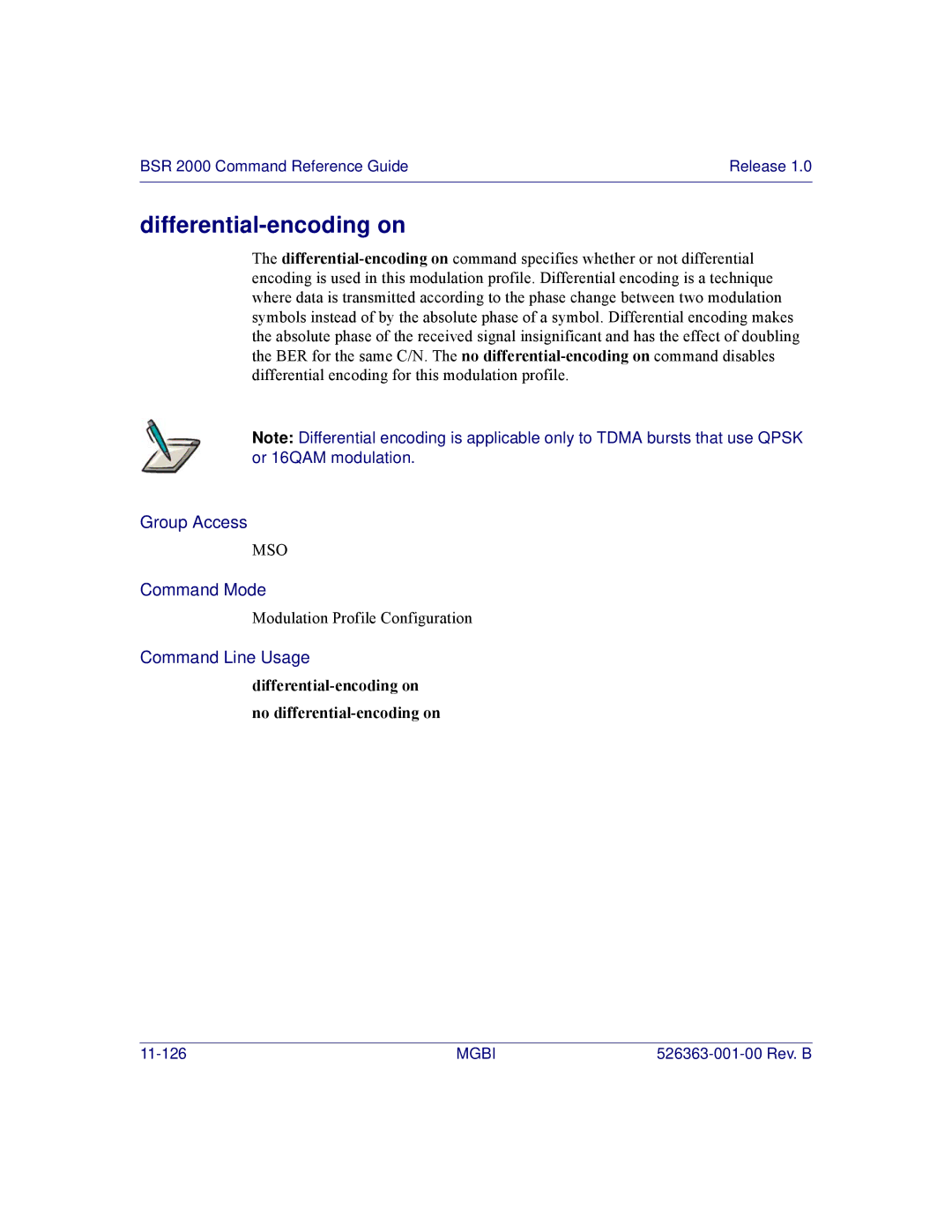 Motorola BSR 2000 manual Differential-encoding on no differential-encoding on 