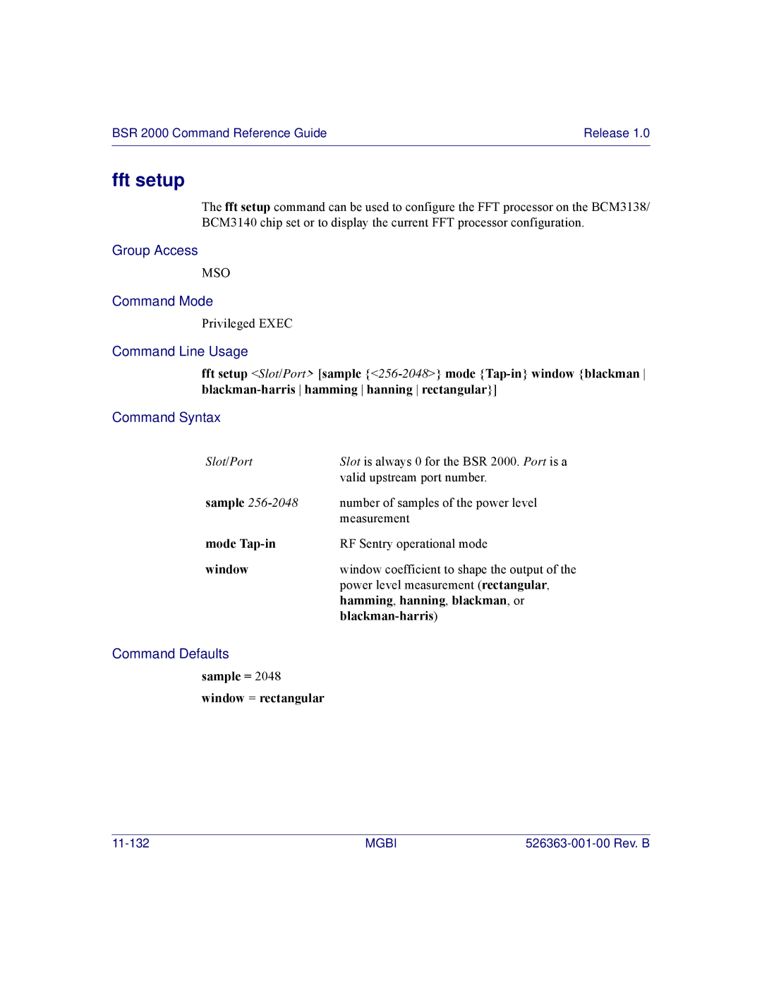 Motorola BSR 2000 manual Fft setup 