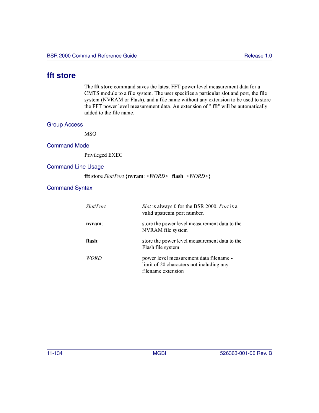 Motorola BSR 2000 manual Fft store Slot/Port nvram Word flash Word 