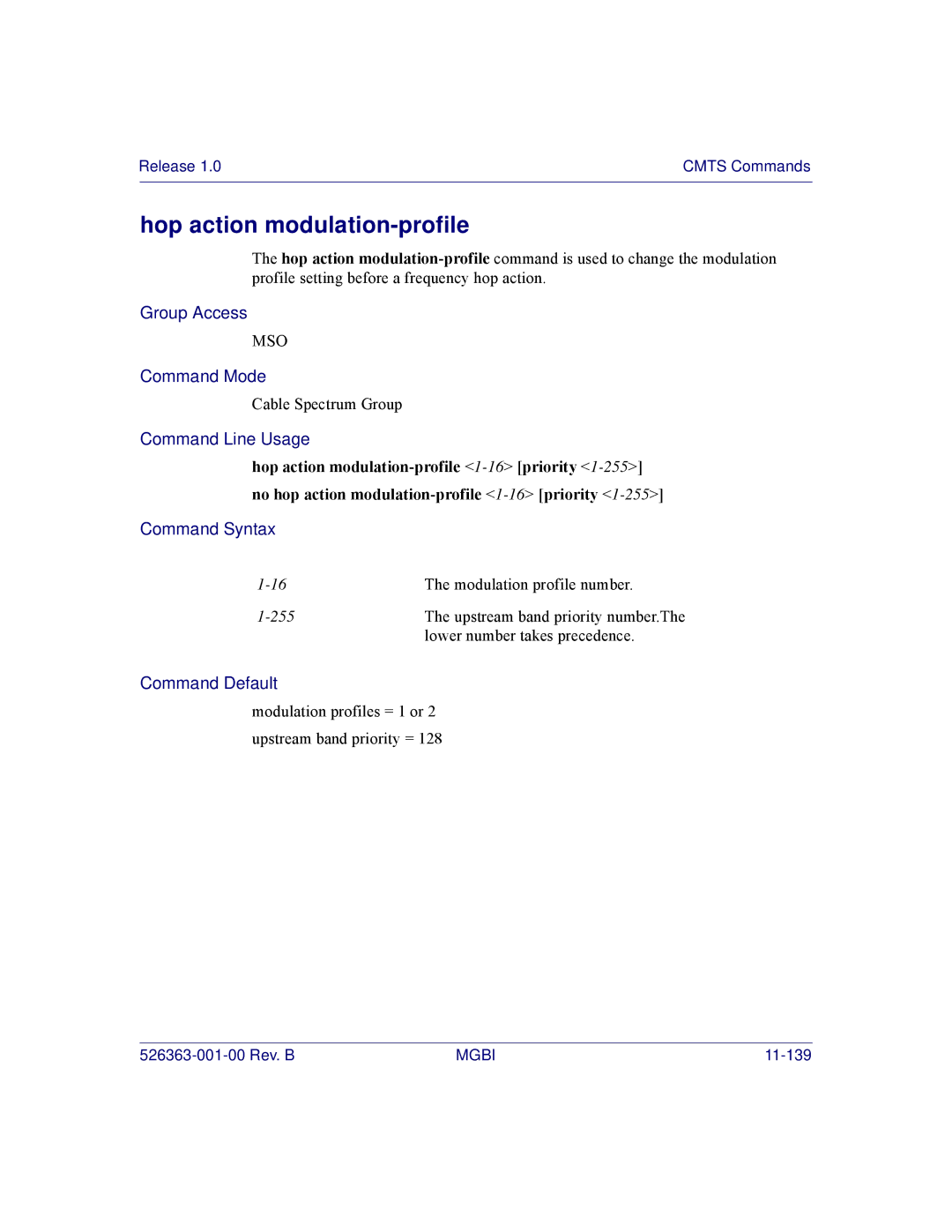 Motorola BSR 2000 manual Hop action modulation-profile 