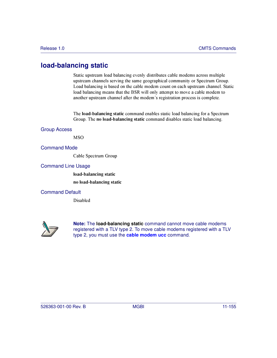 Motorola BSR 2000 manual Load-balancing static no load-balancing static 